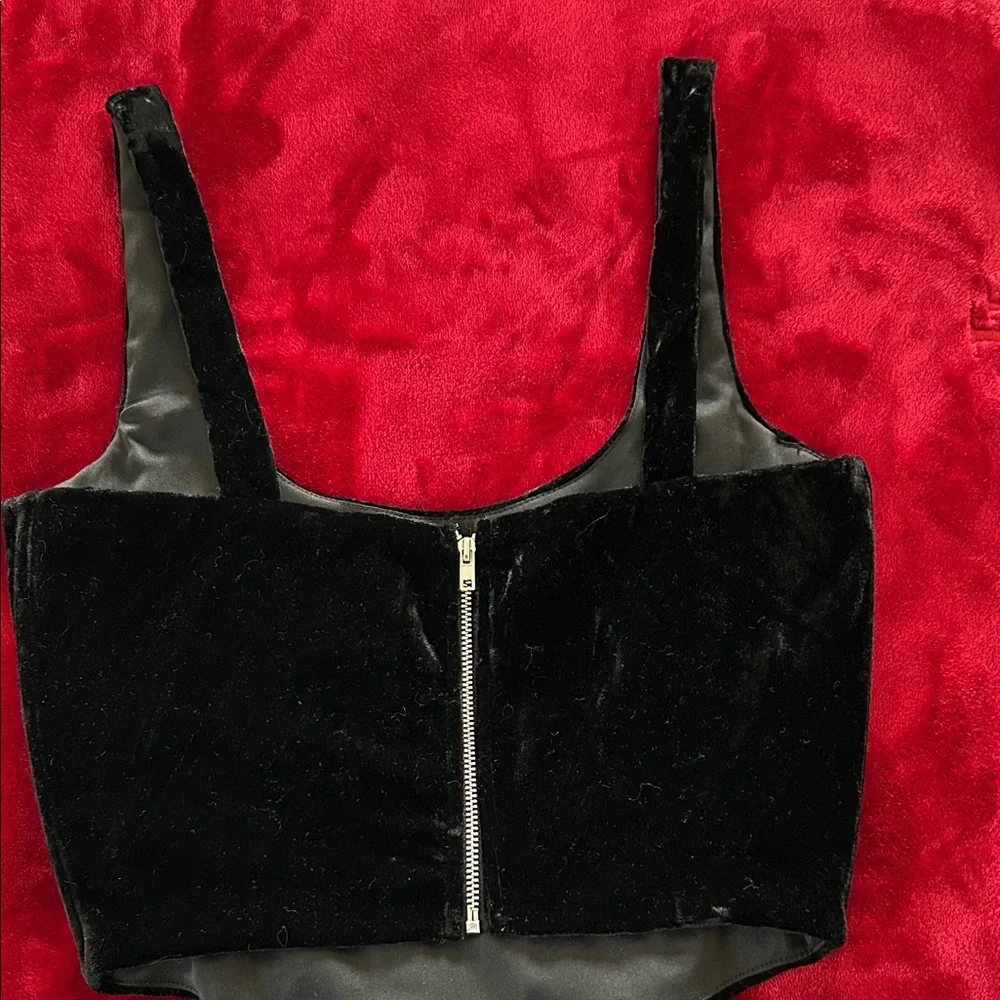 With Jean Black Velvet Corset Top - Picture 3 of 4